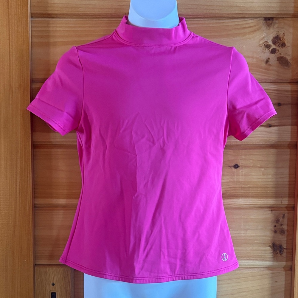 Lands’ End Kids Bright Pink Short Sleeve Swim Shirt or Rash Guard Size M 10-12
